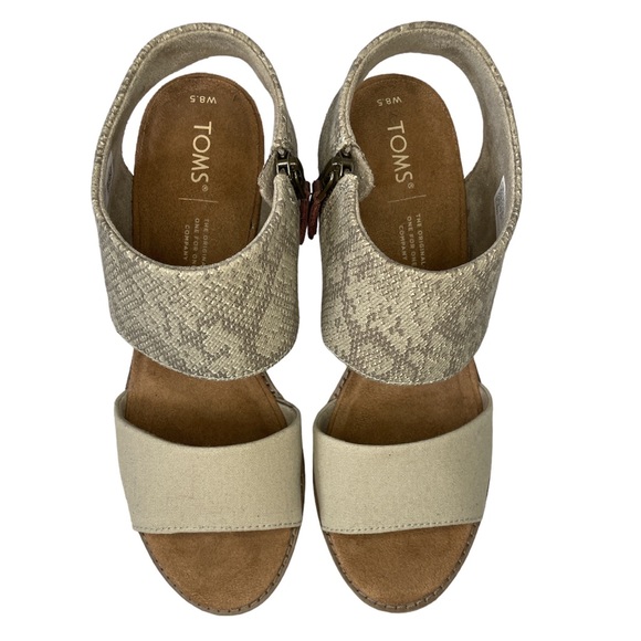 Toms Majorca Cutout Block Heel Sandal - Beige / Snakeskin 8.5 - Picture 3 of 7